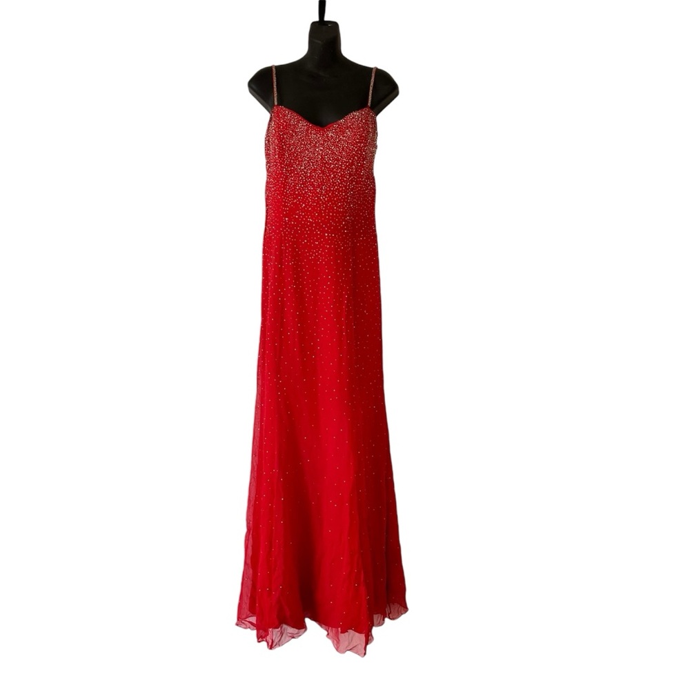 Tiffany Designs dress red with silver beading